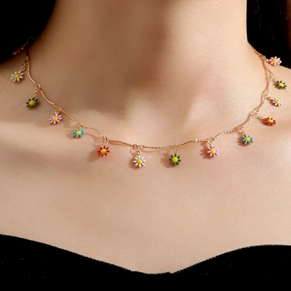 Flower Tassels Charm Necklace